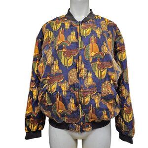 DEADSTOCK 90s - 00s Melrose equestrian print 100% silk jacket . medium